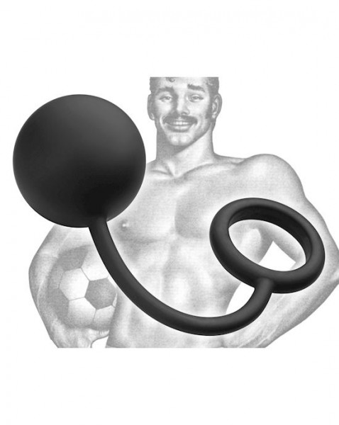 Tom Of Finland Silicone Cock Ring With Heavy Anal Ball - Black