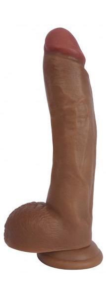 25 CM Realistic Dildo With Scrotum - Brown