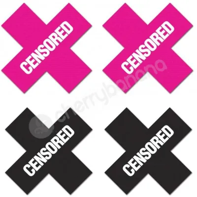 Peekaboo Premium Nipple Pasties Censored Black Pink 2 Pairs