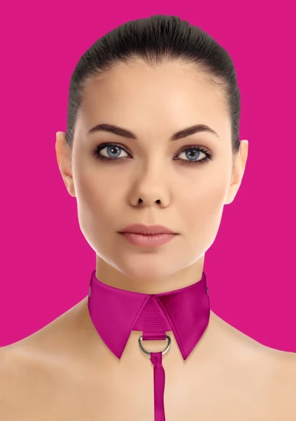 Classic Collar With Leash - Pink