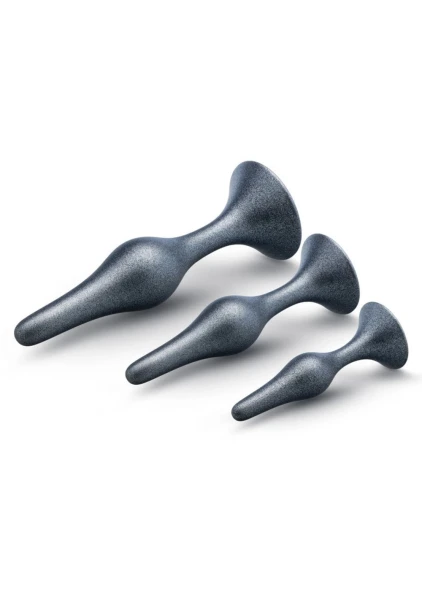 Anal Adventures Matrix Genesis 3-Piece Silicone Butt Plug Kit By Blush - Stellar Silver