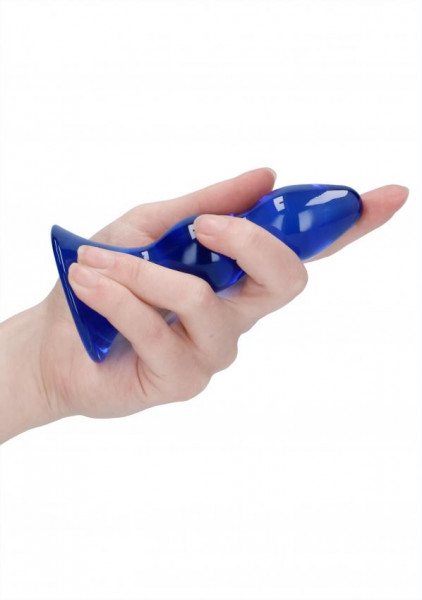 Pleaser Blue Glass Butt Plug by Chrystalino