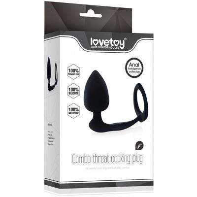 Combo Threat Cockring Plug Black