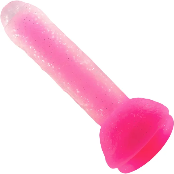 Cotton Candy Cream Puff 6.5" Silicone Suction Cup Dildo With Balls - Pink