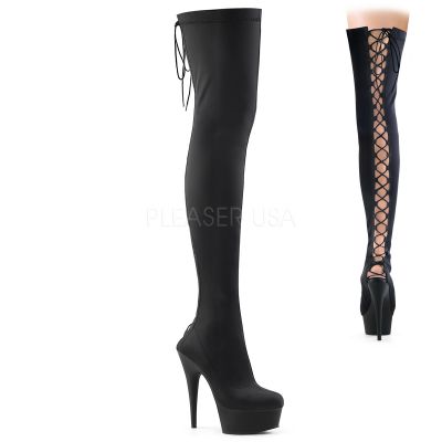 6 inches Heel 1 3 4 inches PF Back Lace Up Thigh Boot Side Zip