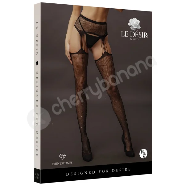 Black Le Desir Rhinestone Pantyhose