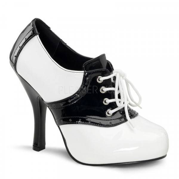 SADDLE-48 - 4 1/2" Heel, 3/4" Hidden PF,Two Tone, Lace Up Saddle Shoe