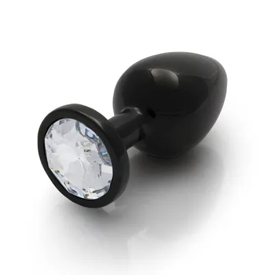 Ouch Clear Gem Metal Black Plug Large