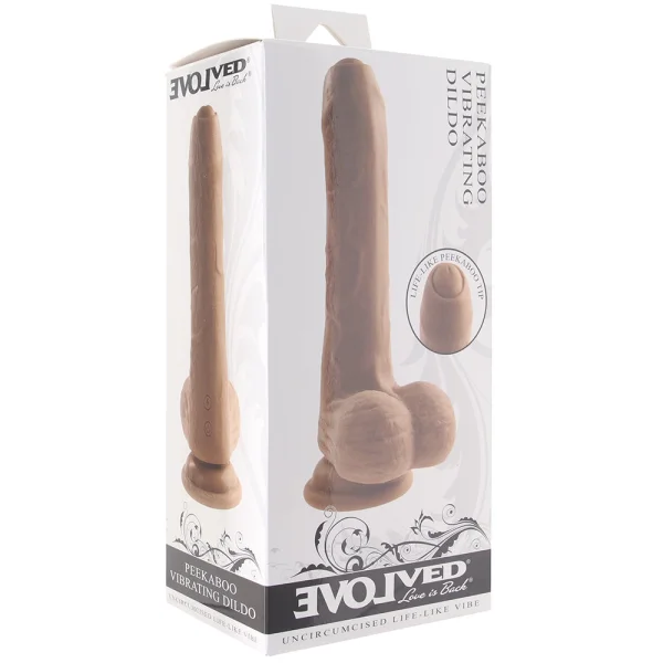 Peek A Boo Uncut Vibrating Rechargeable Silicone Suction Cup Dildo By Evolved Novelties - Chocolate