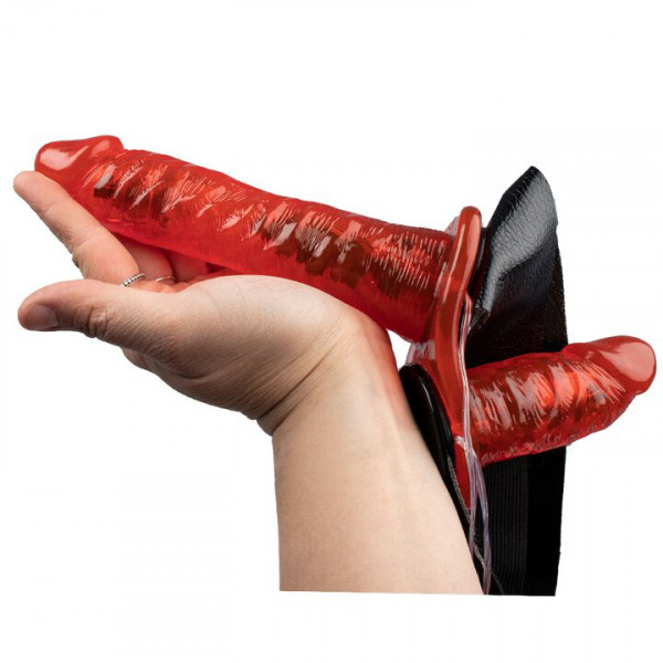 Bondara Two-Timer Red Remote Vibrating Double Strap-On - 7 Inch