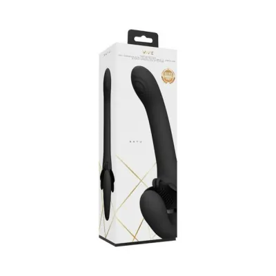 Vive Satu Rechargeable Pulse wave Triple motor Silicone Strapless Strap on Black