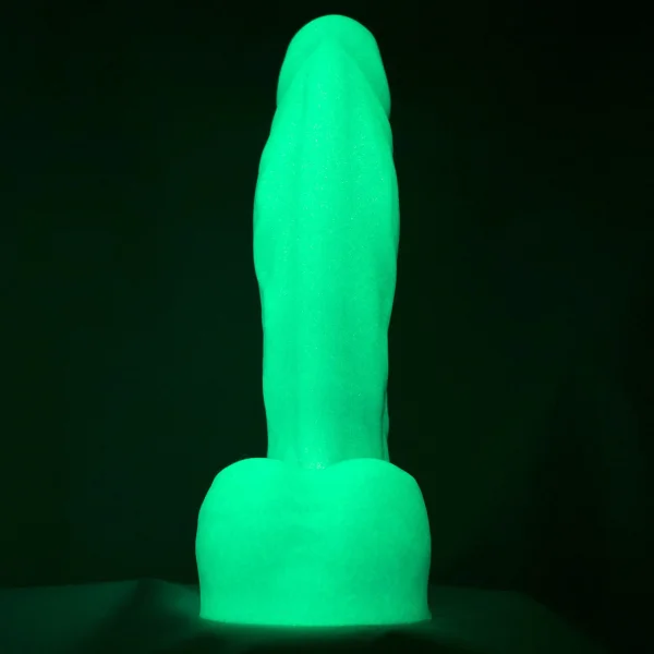 Dr. Manhattan 2.0 -  8.75" Silicone Glow-In-The-Dark Dildo With Balls By Uberrime
