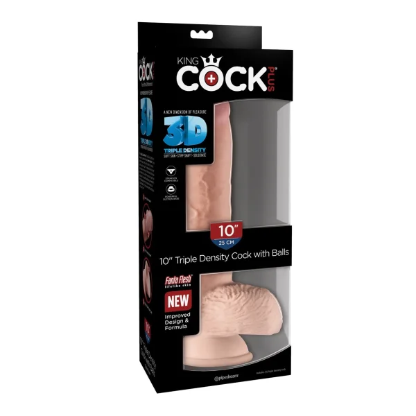 King Cock Plus 10" Triple Density Cock With Balls & Suction Cup Base - Vanilla