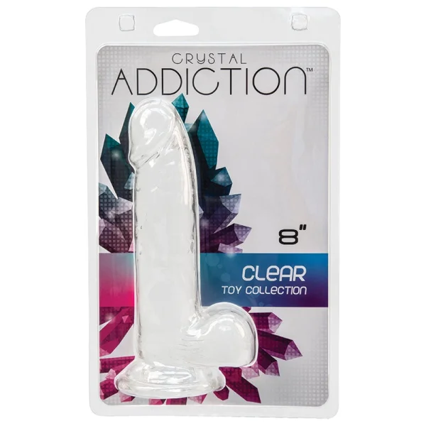 Crystal Addiction 8" Dildo W/ Balls in Clear