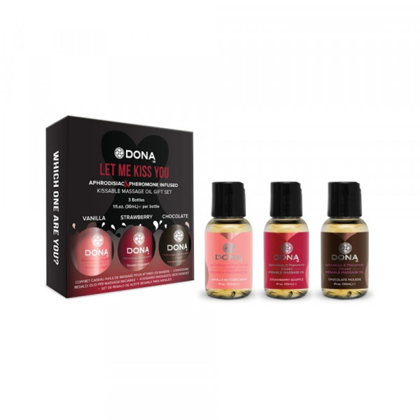 Dona Let Me Kiss You Massage Gift Set (flavored Massage Oil Trio 3 X 1oz)