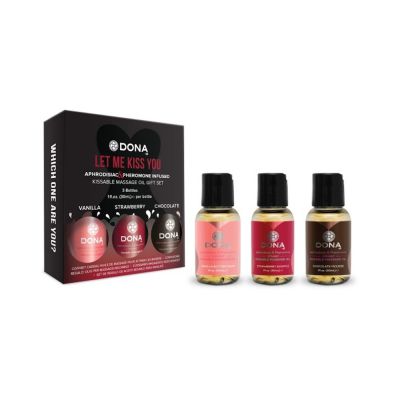 Dona Let Me Kiss You Massage Gift Set flavored Massage Oil Trio 3 X 1oz