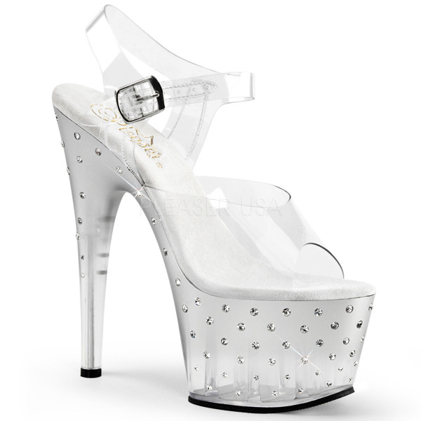 7 inches Heel, 2 3/4 inches PF Ankle Strap Sandal w/RS Studded Bottom