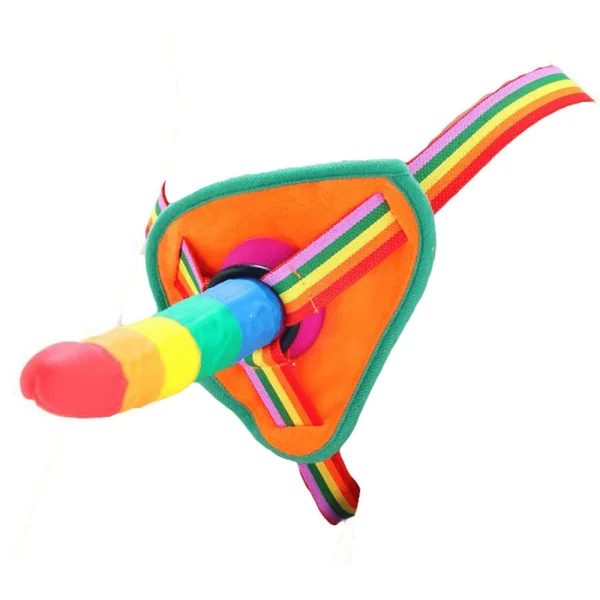 Rainbow Power Drive Strap On Dildo - Size Small