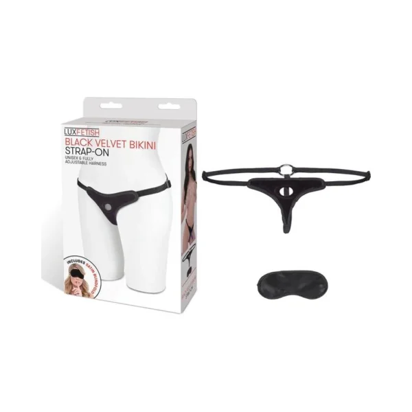 Lux Fetish Black Velvet Bikini Strap On O/S