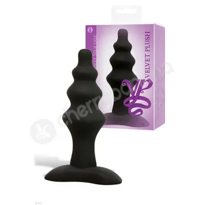 Velvet Plush Black Silicone Rippler Butt Plug