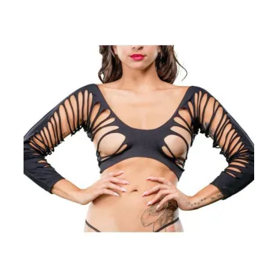 Crotchless Leggings Side Straps One Size Black