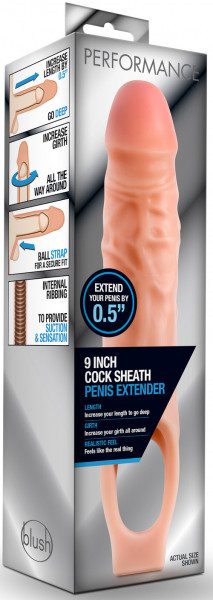 Performance 9 Inch Cock Sheath Penis Extender Vanilla
