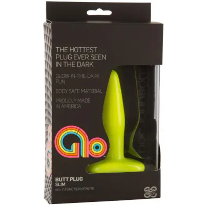 Glo Butt Plug Slim Vibrating Yellow 4 inches