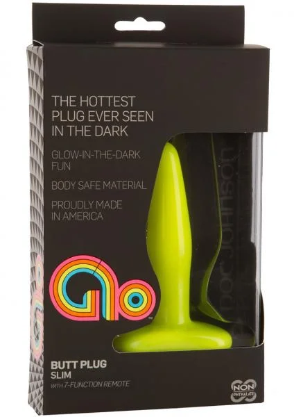 Glo Butt Plug Slim Vibrating Yellow 4 inches