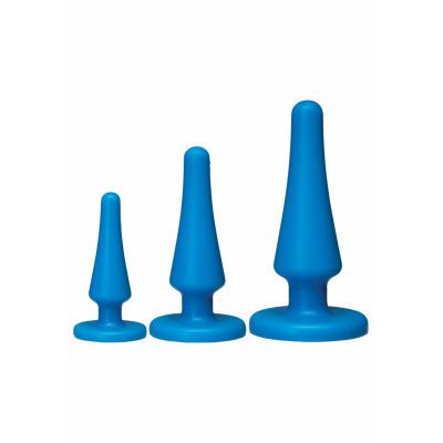Launch Silicone Anal Trainer Set Blue Butt Plug