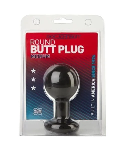 Round Butt Plug Medium Black