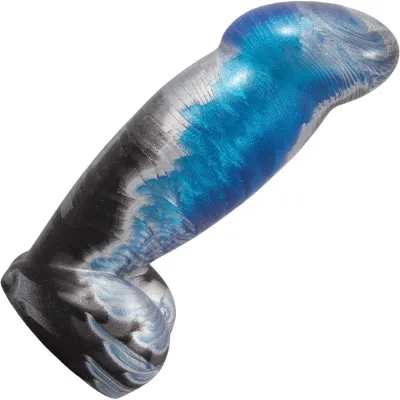 The Ellipse Small 6 4 Silicone Abstract Dildo By Uberrime Blue Chrome