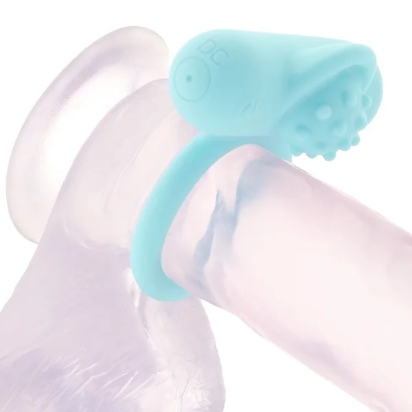 Silicone Rechargeable Nubby Lover's Delight Vibrating Cock Ring By CalExotics - Teal
