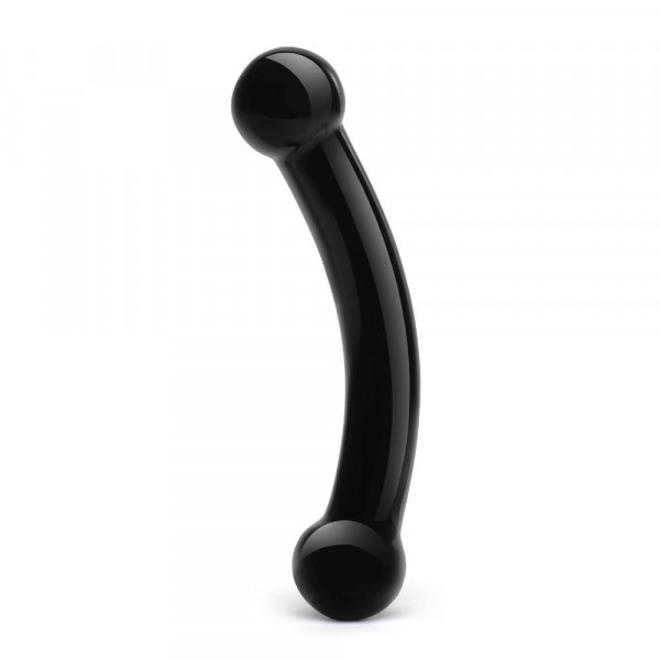 Gläs Double Bull Black Glass Dildo