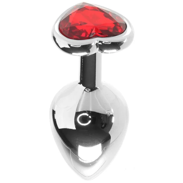 Adam & Eve Three Hearts Gem Anal Plug Set - Silver/Red