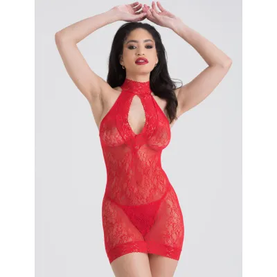 Lovehoney Red Lace Keyhole Front Mini Dress