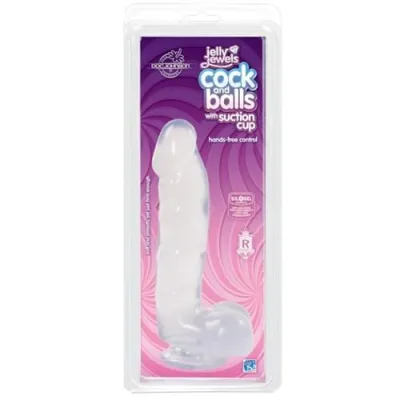 Jelly Jewels Cock and Balls With Suction Cup Clear