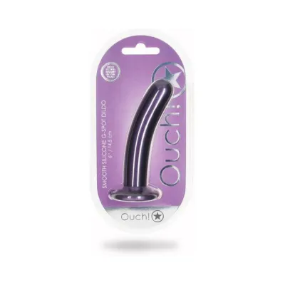 Realistic Dildos Shots Ouch Smooth Silicone 6 In G spot Dildo Metallic Purple