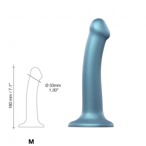 StrapOnMe Mono Density Dildo Metallic Duck Blue Size M Shine — image 8 of 8