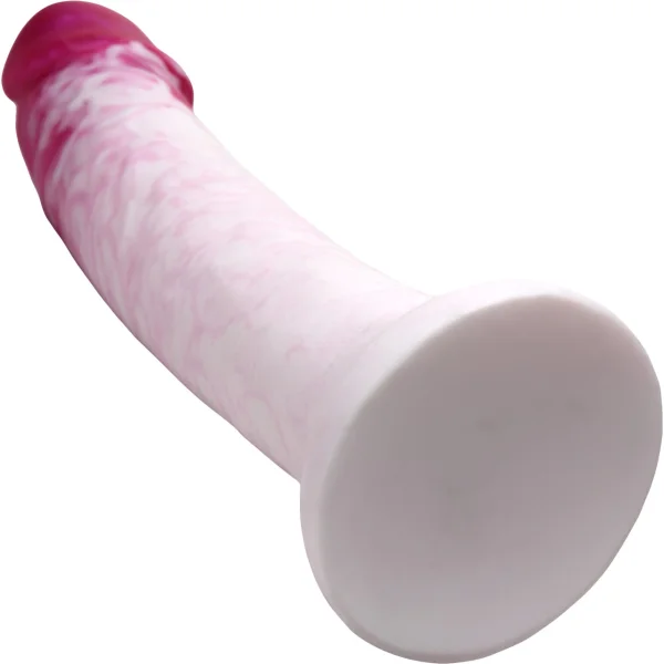 Strap U Real Swirl Realistic 6.9" Silicone Suction Cup Dildo - Pink & White
