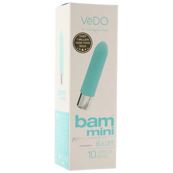 BAM MINI Rechargeable Bullet Silicone Vibrator by VeDO - Turquoise