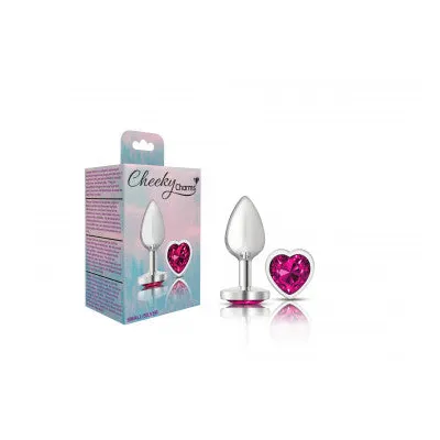 Cheeky Charms Silver Metal Butt Plug with Pink Heart Gem
