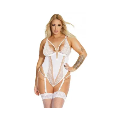 Women s Lingerie Coquette Pleasure Collection Teddy White Queen Size
