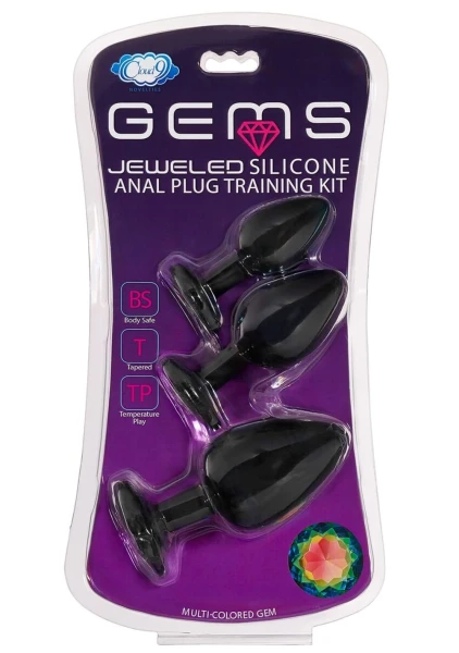 Cloud 9 Novelties Gems Silicone Anal Plug - Includes Small, Med & Large Size