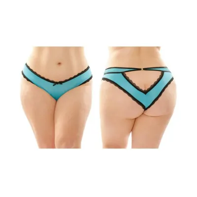 Dahlia Cheeky Hipster Panty With Lace Trim And Keyhole Cutout 6 pack Q s Turquoise