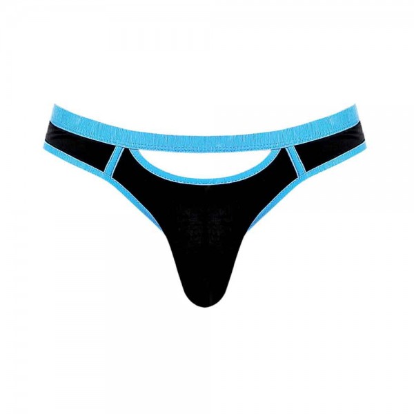Male Power Cutting Edge Cutout Thong Turquoise/black L/xl