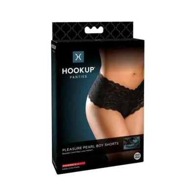 Hookup Pleasure Pearl Boy Shorts Black Fits Size S l