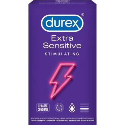 Durex Extra Sensitive quot Stimulating quot Condoms 12 Pack
