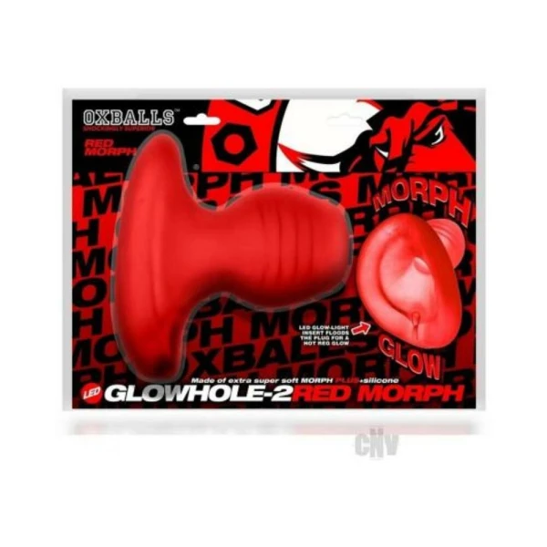 Butt Plugs:  Oxballs Glowhole-2 Hollow Buttplug With Led Insert Large Red Morph