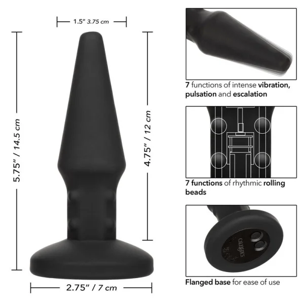 Bionic Beaded Rimming Probe Rechargeable Silicone Anal Stimulator By CalExotics - Black