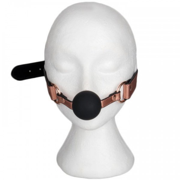 Bondara Luxe Rose Gold Real Leather Silicone Ball Gag — image 4 of 5